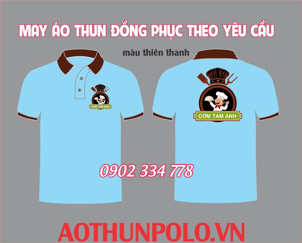 áo thun quán cơm tấm màu xanh thiên thanh
